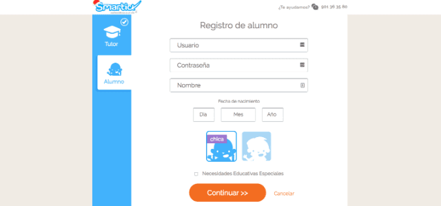 Registro Alumno Smartick